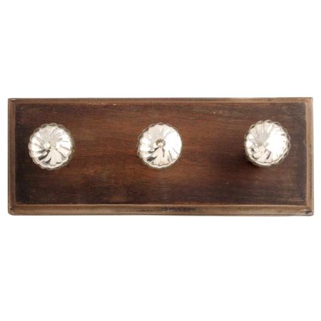 Silver Stripe Murcary Glass Wooden Hook 